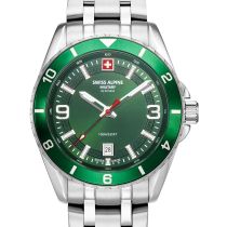 Swiss Alpine Military 7034.1134 Herrenuhr Sierra silber grün 42mm 10ATM