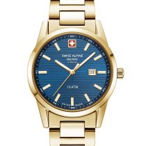Swiss Alpine Military 7767.1115 Damenuhr Argos gold blau 34mm 10ATM