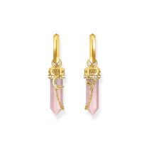 Thomas Sabo CR722-414-9 Goldene Creolen mit Rosa Kristall Anhänger & Symbolen Damen