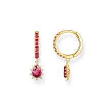 Thomas Sabo CR748-995-10 Vergoldete Creolen Vintage Romance und roten Steinen Damen