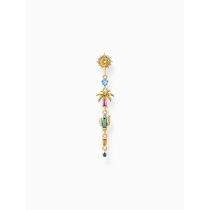 Thomas Sabo H2286-488-7 Vergoldeter Einzel-Ohrhänger Palme Kaktus m. bunten Steinen Damen