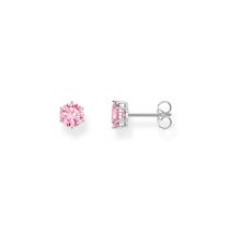 Thomas Sabo H2301-051-9 Silberner Ohrstecker mit pinkfarbenem Stein im Brilliantschliff 6,0 mm Damen