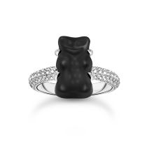 Thomas Sabo TR2478-052-11-54 Silberner Ring mit schwarzem Goldbären und Zirkonia Damen