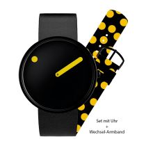 PICTO 43388-SET Unisex Uhr Black and Yellow 40mm 5ATM
