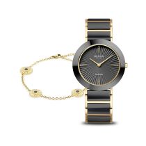 Bering 11435-732-GWP Damenuhr Set Black Ceramic 35mm 3ATM