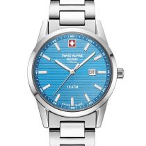 Swiss Alpine Military 7767.1131 Damenuhr Argos silber hellblau 34mm 10ATM