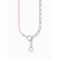 Thomas Sabo KE2193-035-9-L47V Silbernes Collier mit Gliederkettenelementen und rosa Beads Damen