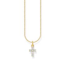 Thomas Sabo KE2226-414-14-L45V Vergoldete Kette mit Kreuz Anhänger u. Zirkonia 38-45 cm Damen
