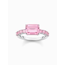 Thomas Sabo TR2451-051-9-54 Silberner Solitärring mit pinkfarbenen Steinen Damen