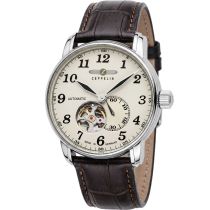 Zeppelin LZ-127 7666-5 Automatik silber braun Herrenuhr 41mm 50M